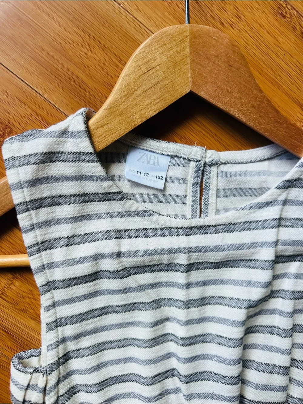 Zara Striped Sleeveless romper in Light Blue and White